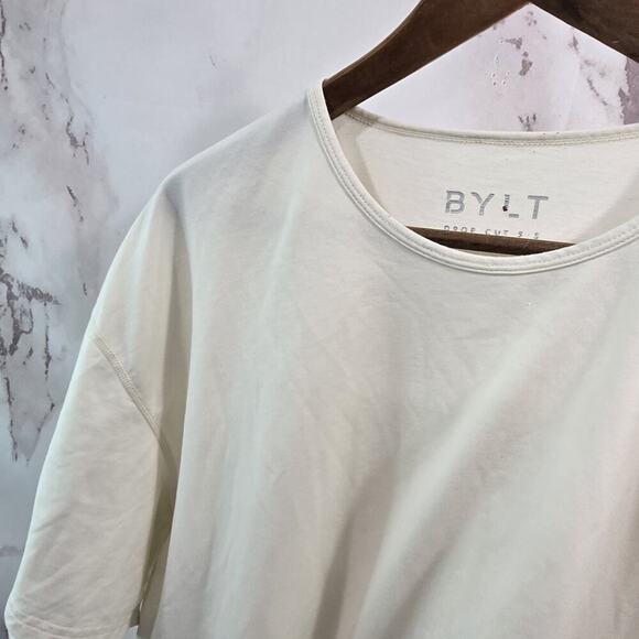 Bylt T Shirt Mens XXL Cream White Short Sleeve Drop Cut SS Bylt Blend Longline - Picture 2 of 10